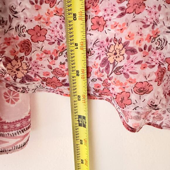 100% Silk Blouse Sheer Beaded Fairy Boho Hippie Romantic Delicate Festival L - Picture 10 of 11